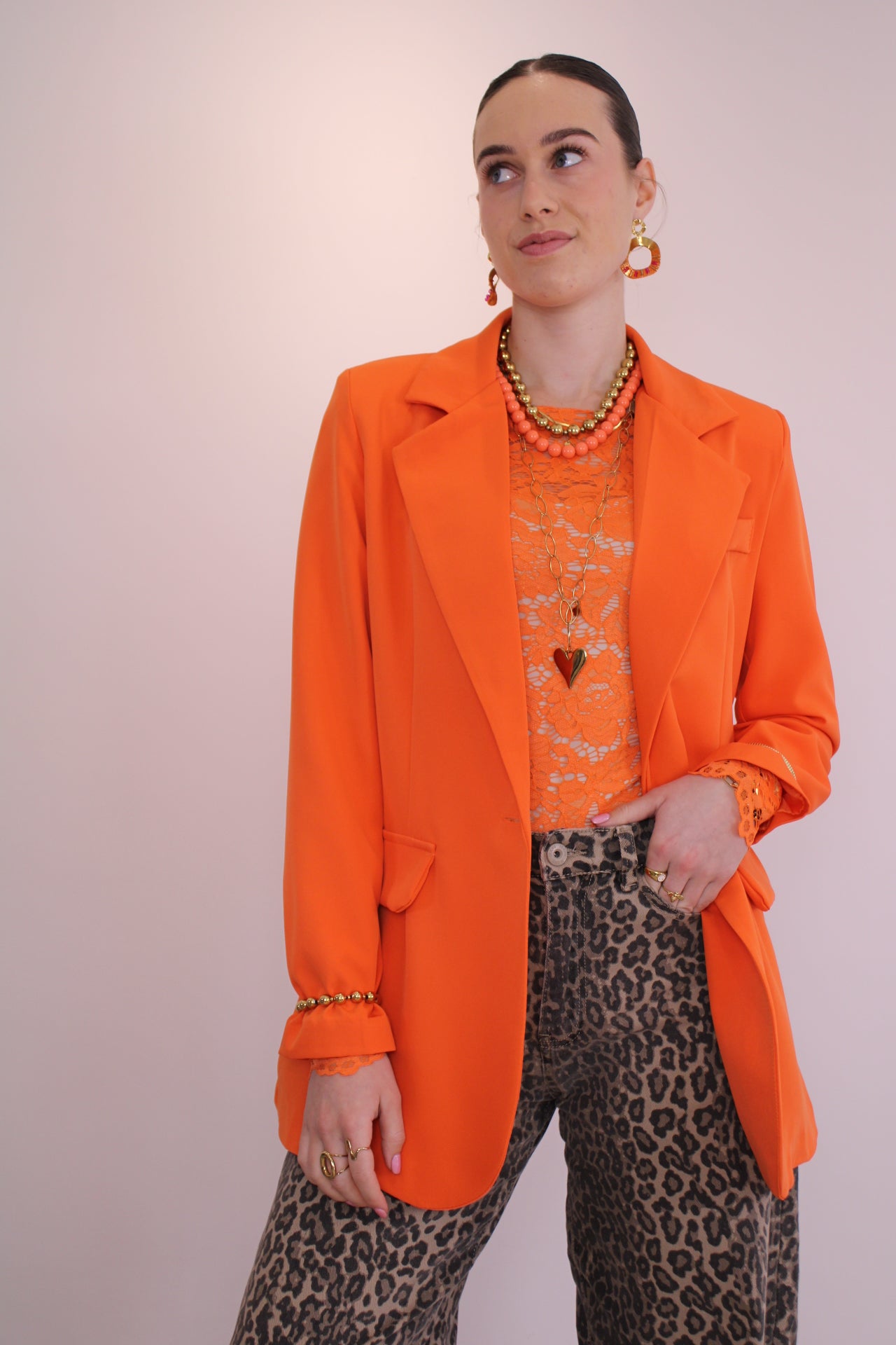 Oversized blazer - oranje - At Styles