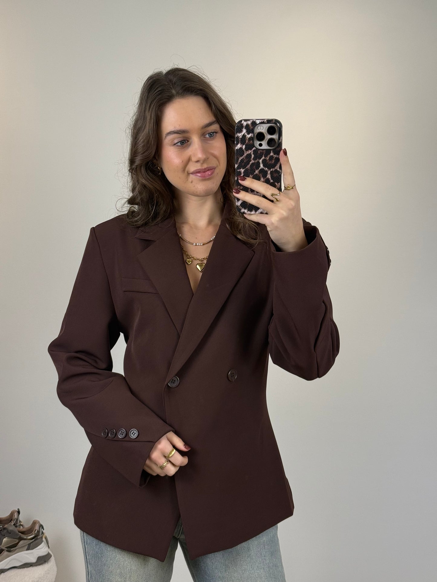 Getailleerde blazer - bruin