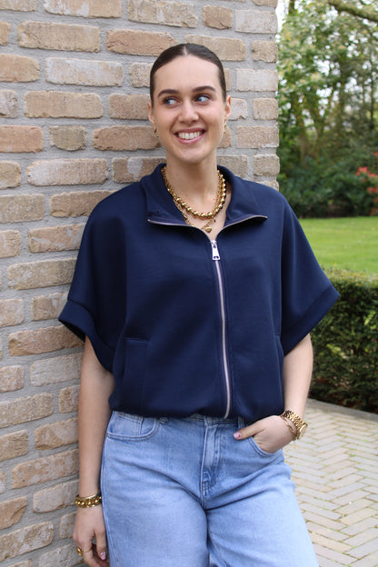 Top/vest met rits - donkerblauw