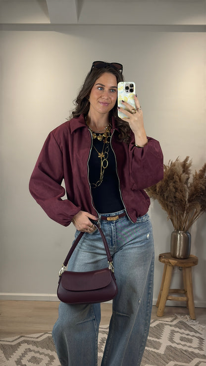 Suede bomber jasje - bordeaux