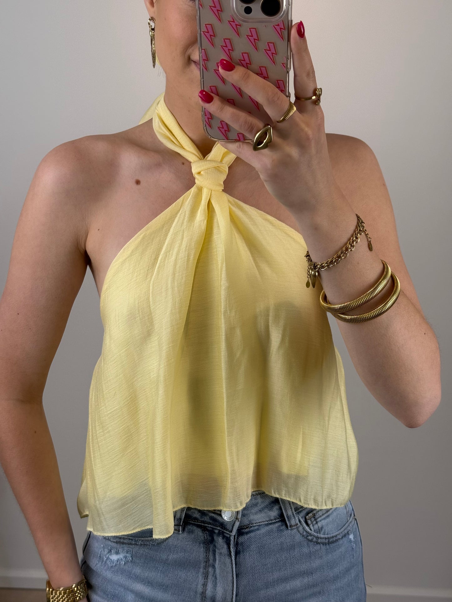 Halter top - geel