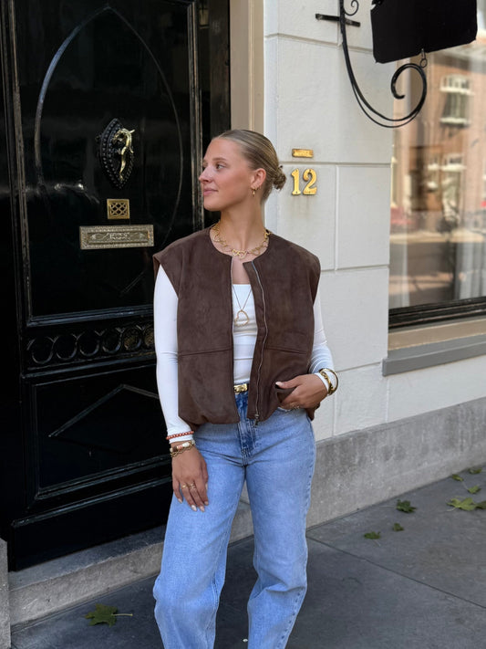 Parachute bodywarmer - bruin suede