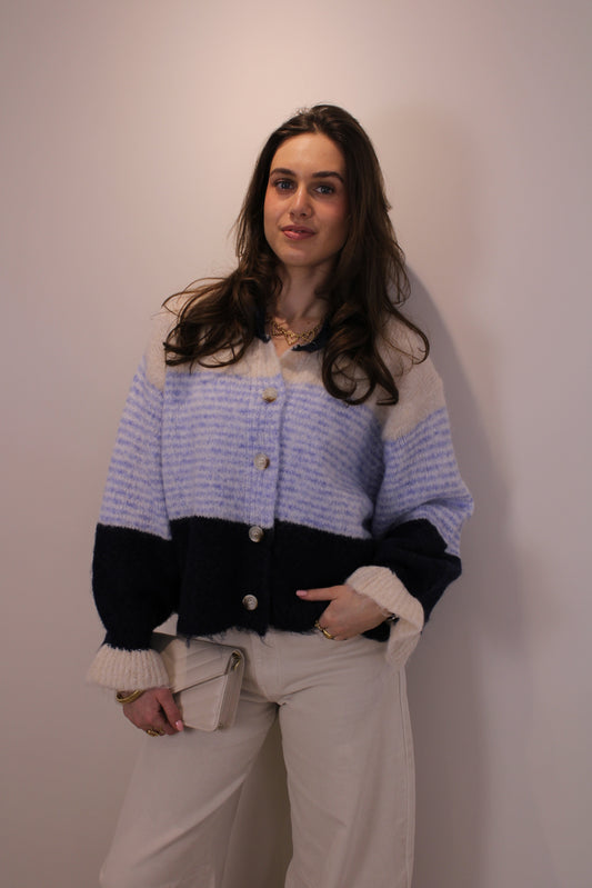 Trui met ruffles - blauw