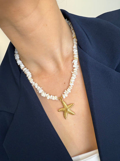 Witte steentjes ketting | Goud