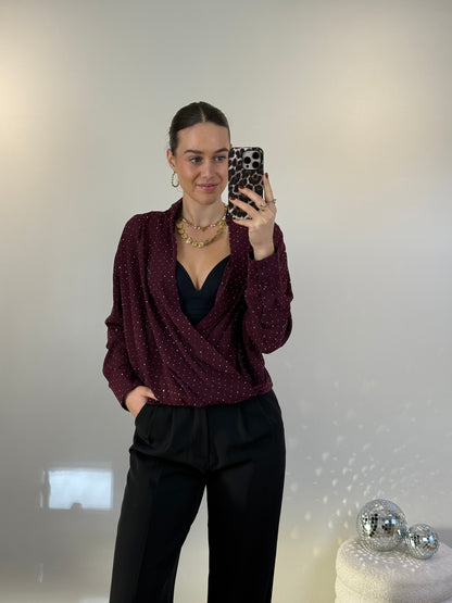 Strass blouse - bordeaux