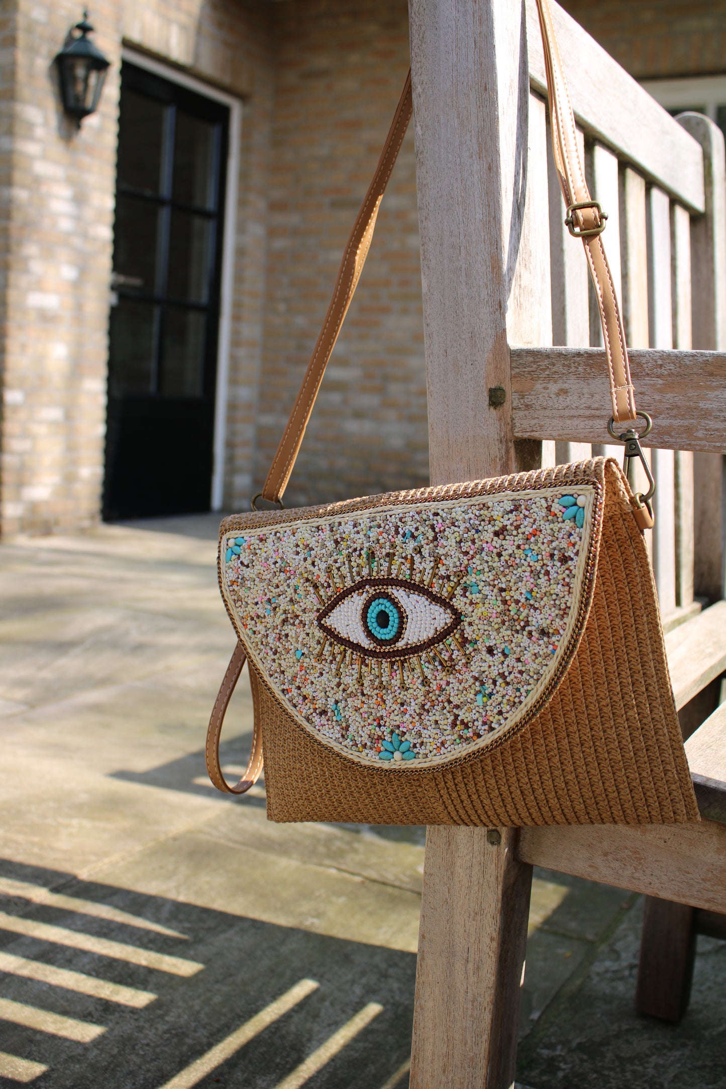 Kralen/jute tas met oog