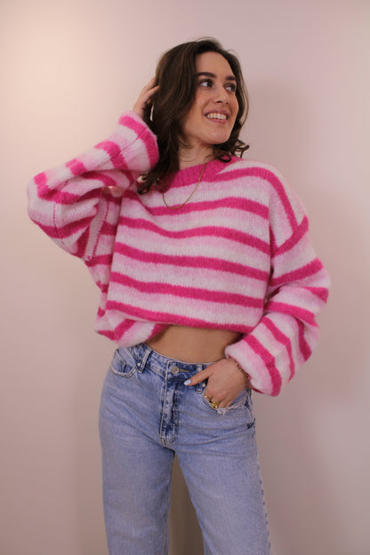 Gestreepte trui - roze