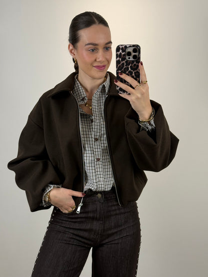 Bomber jasje vilt - bruin