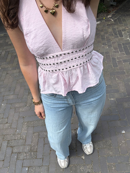 Halter top met studs - roze
