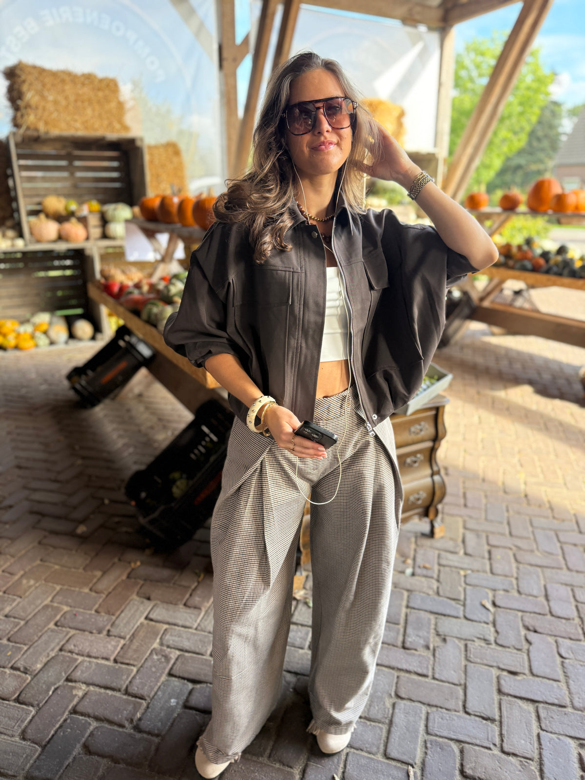 Oversized bomber jas - bruin