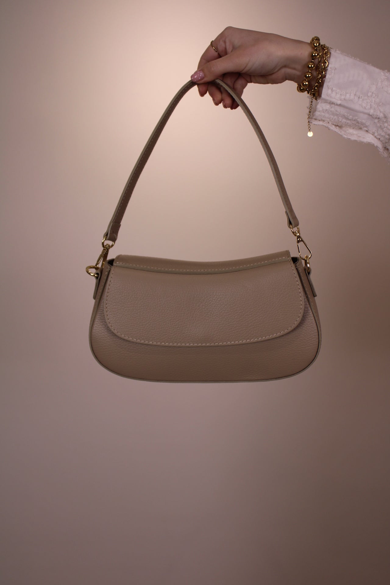 Leren tas Diara - taupe