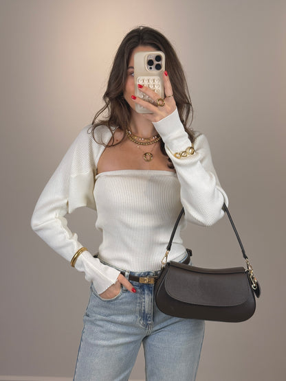 Tube top met vestje - creme - At Styles