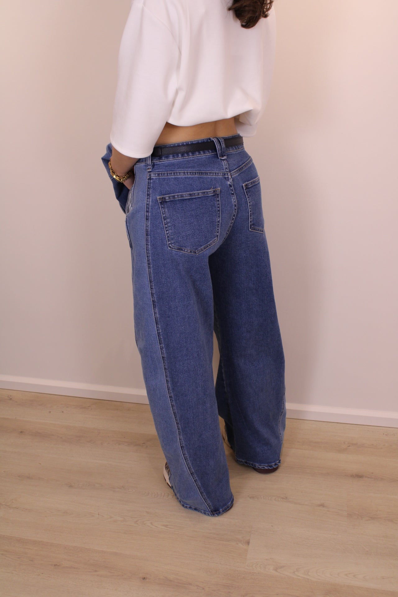 Mid waist - balloon stretch jeans - denim
