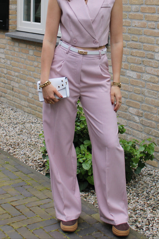 Pantalon met krijtstreep - roze