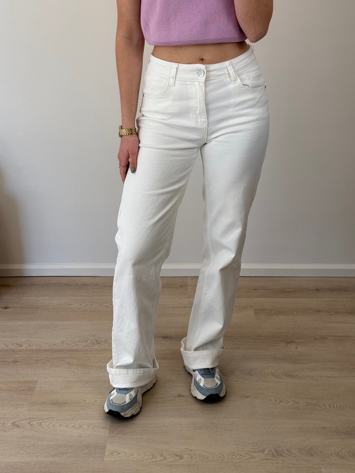 Mid waist - straight leg jeans - wit