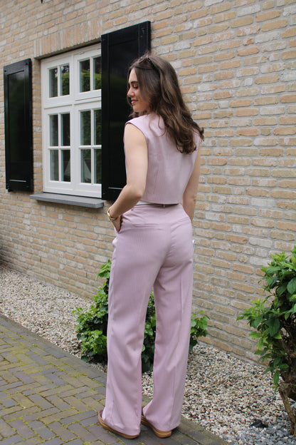 Gilet met krijtstreep - roze - At Styles