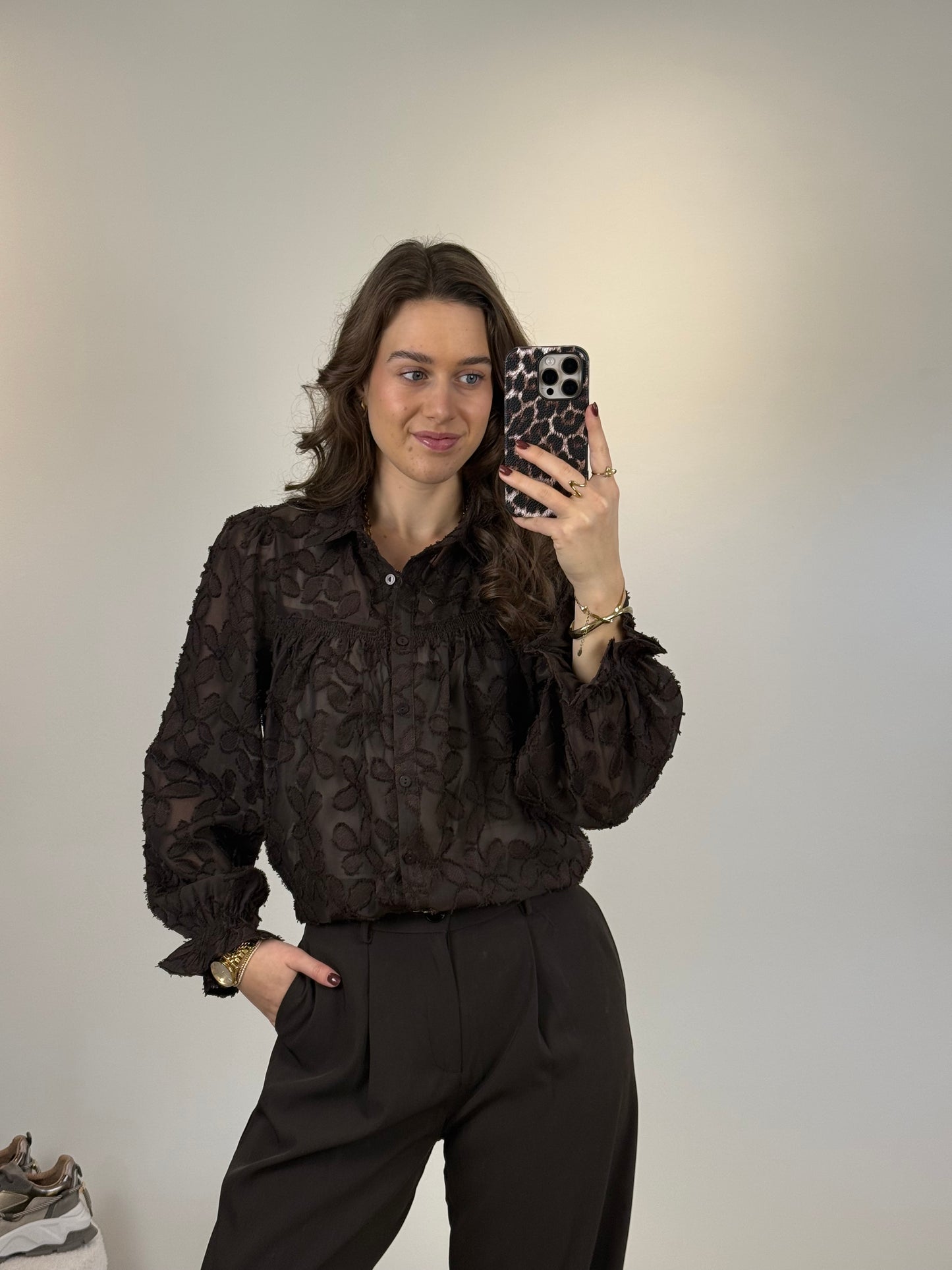 Bloemen blouse - bruin