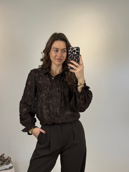 Bloemen blouse - bruin