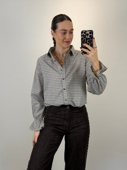 Geruite blouse - bruin