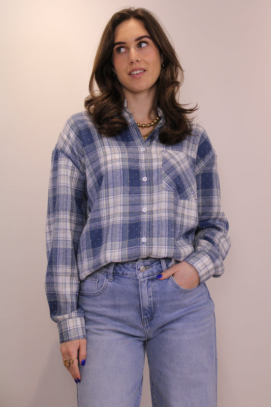 Blouse met strass - blauw