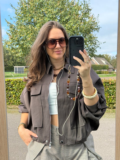 Oversized bomber jas - bruin