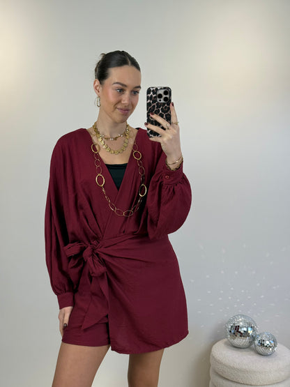 Overslag playsuit - bordeaux