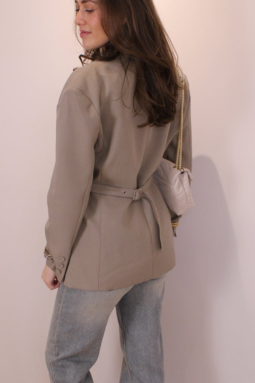 Getailleerde blazer met riem - taupe - At Styles