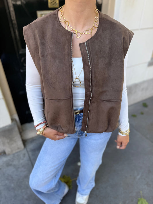 Parachute bodywarmer - bruin suede