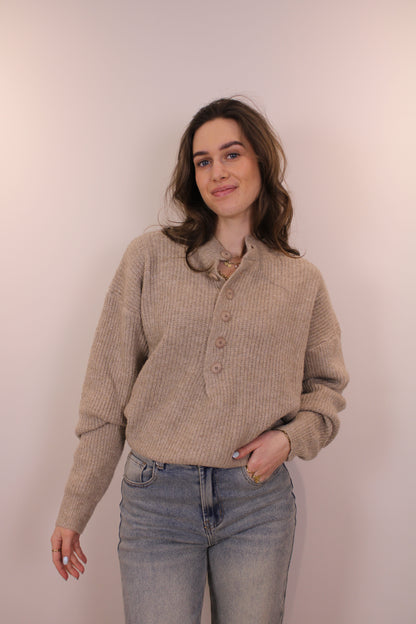 Trui met knopen - beige - At Styles