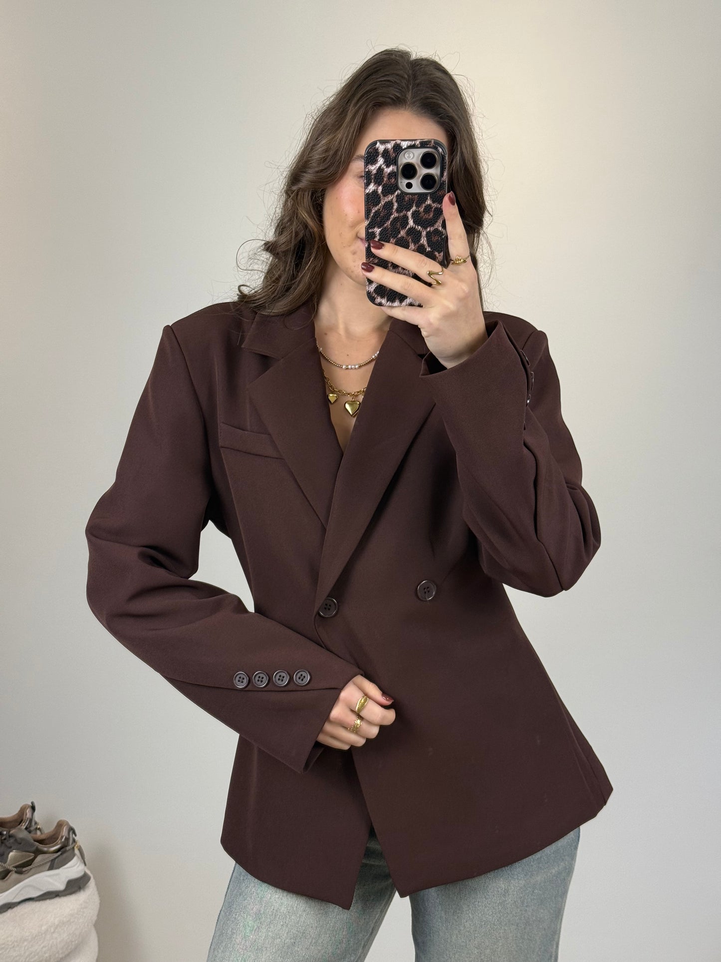 Getailleerde blazer - bruin