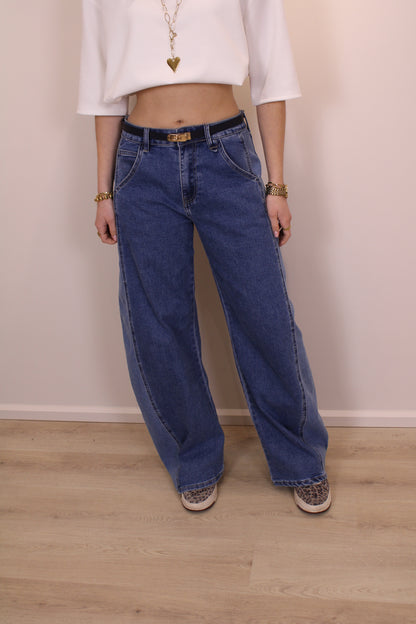 Mid waist - balloon stretch jeans - denim