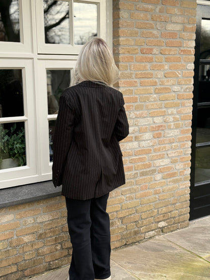 Blazer met krijtstreep en glitter - zwart