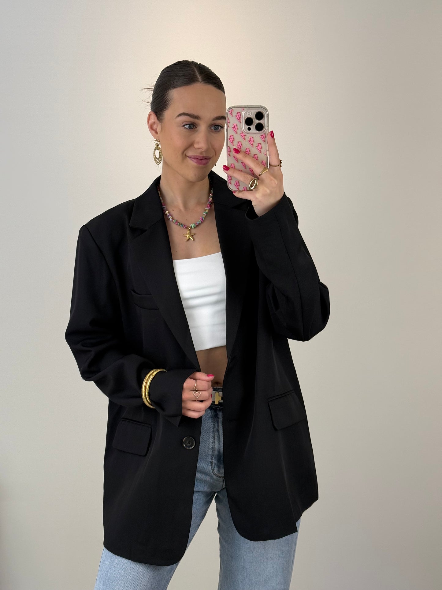 Split blazer - zwart