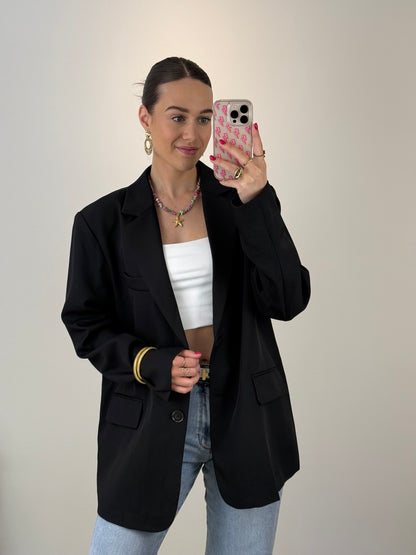 Split blazer - zwart