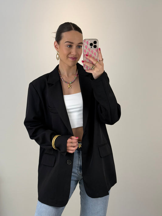 Split blazer - zwart