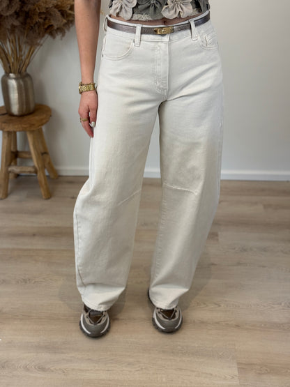 Mid waist - barrel jeans - beige - At Styles