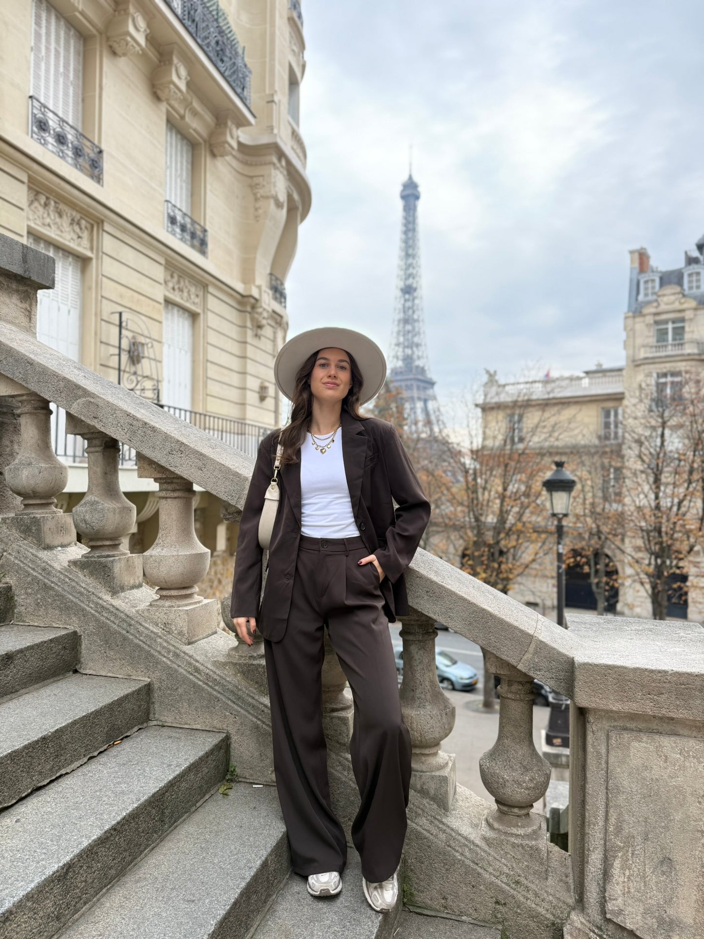 Wide leg pantalon - bruin