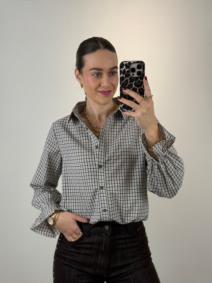 Geruite blouse - bruin