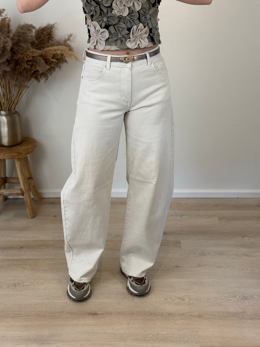 Mid waist - barrel jeans - beige