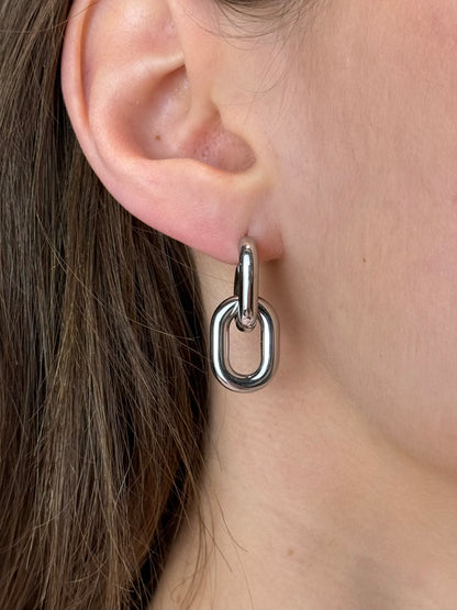 Schakel oorbellen - zilver