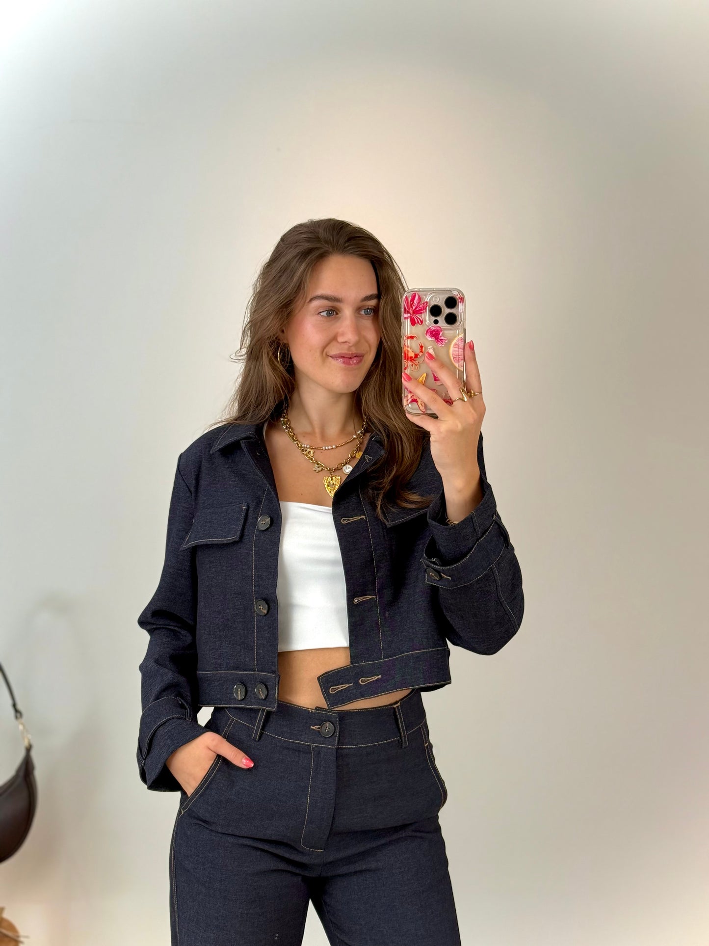 Stretch jasje - dark denim