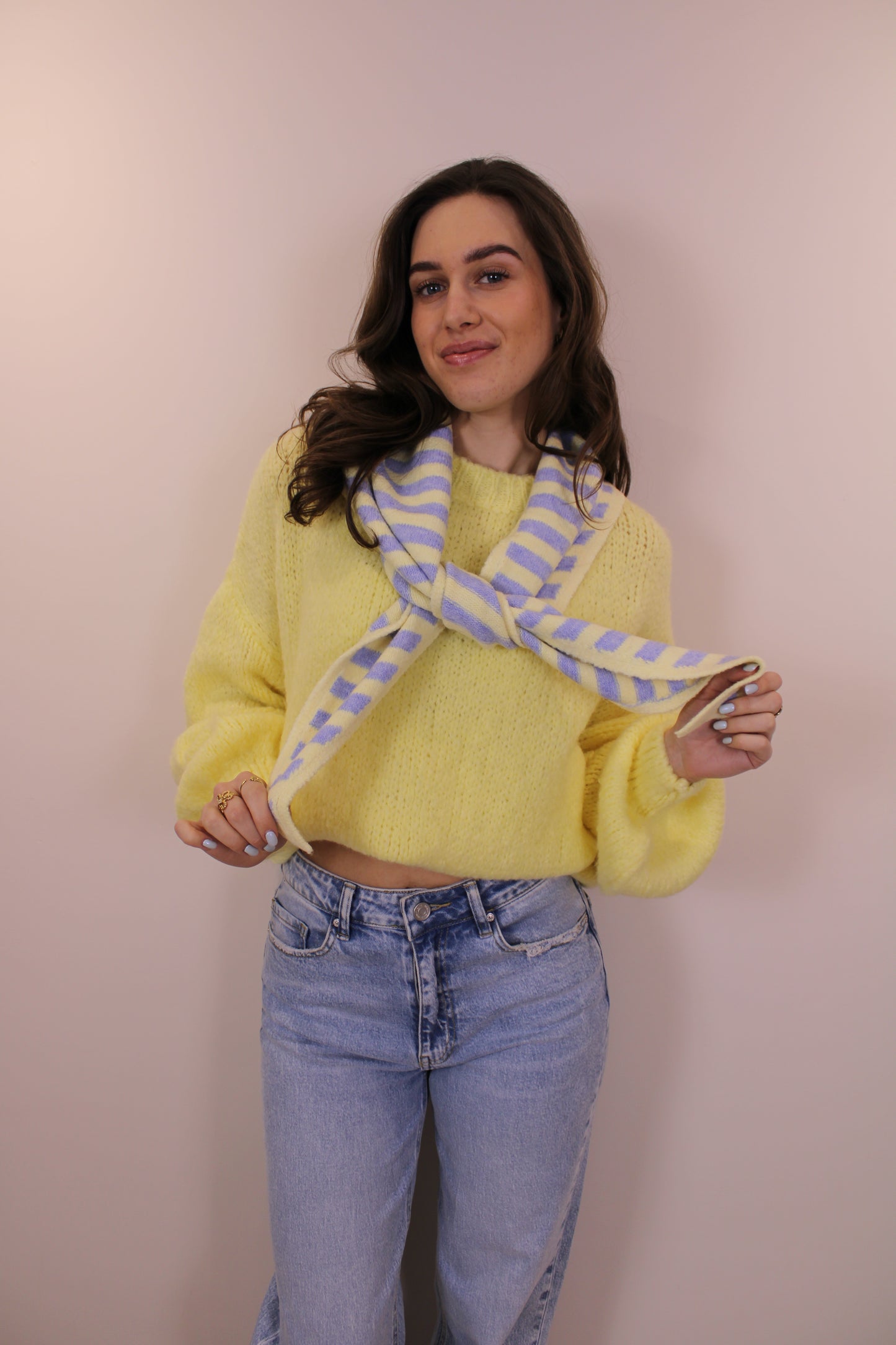 Gestreept sjaaltje - geel/blauw