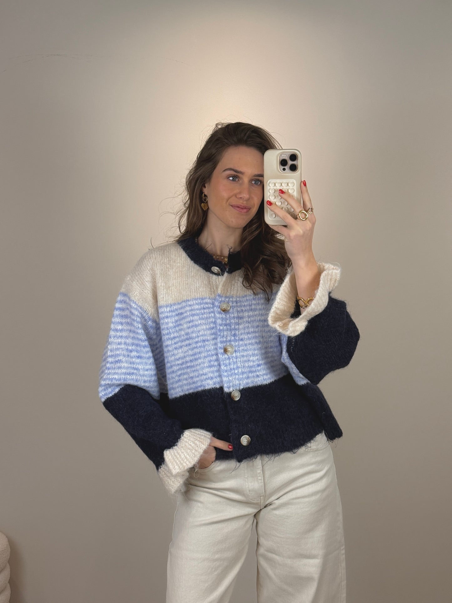 Trui met ruffles - blauw