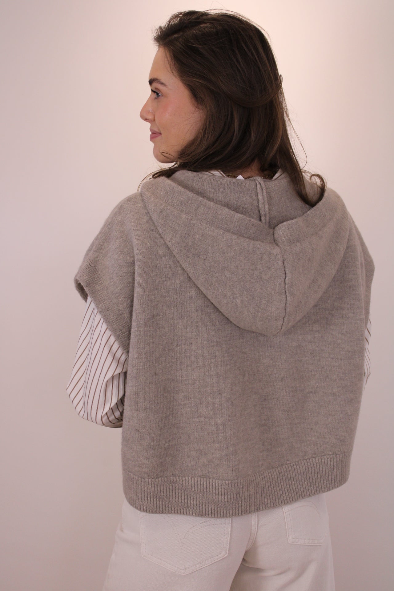 Spencer top/vest met capuchon - taupe - At Styles