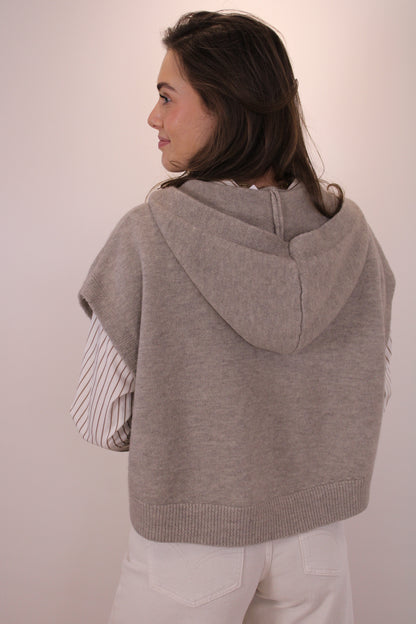 Spencer top/vest met capuchon - taupe - At Styles