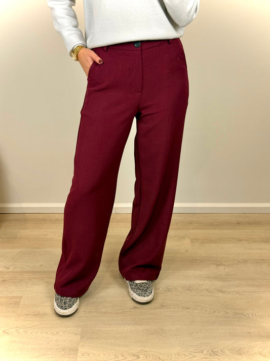 Pantalon met stretch - bordeaux