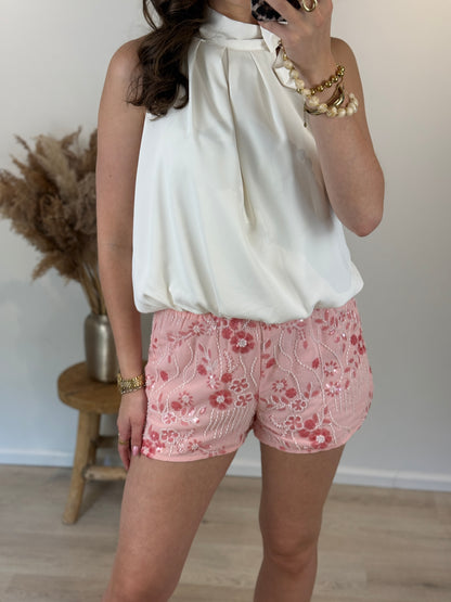 Pailletten short - roze