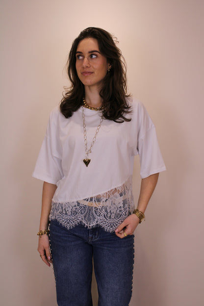 Shirt met kant - wit