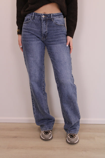 Mid waist - wide leg stretch jeans - denim (tall)