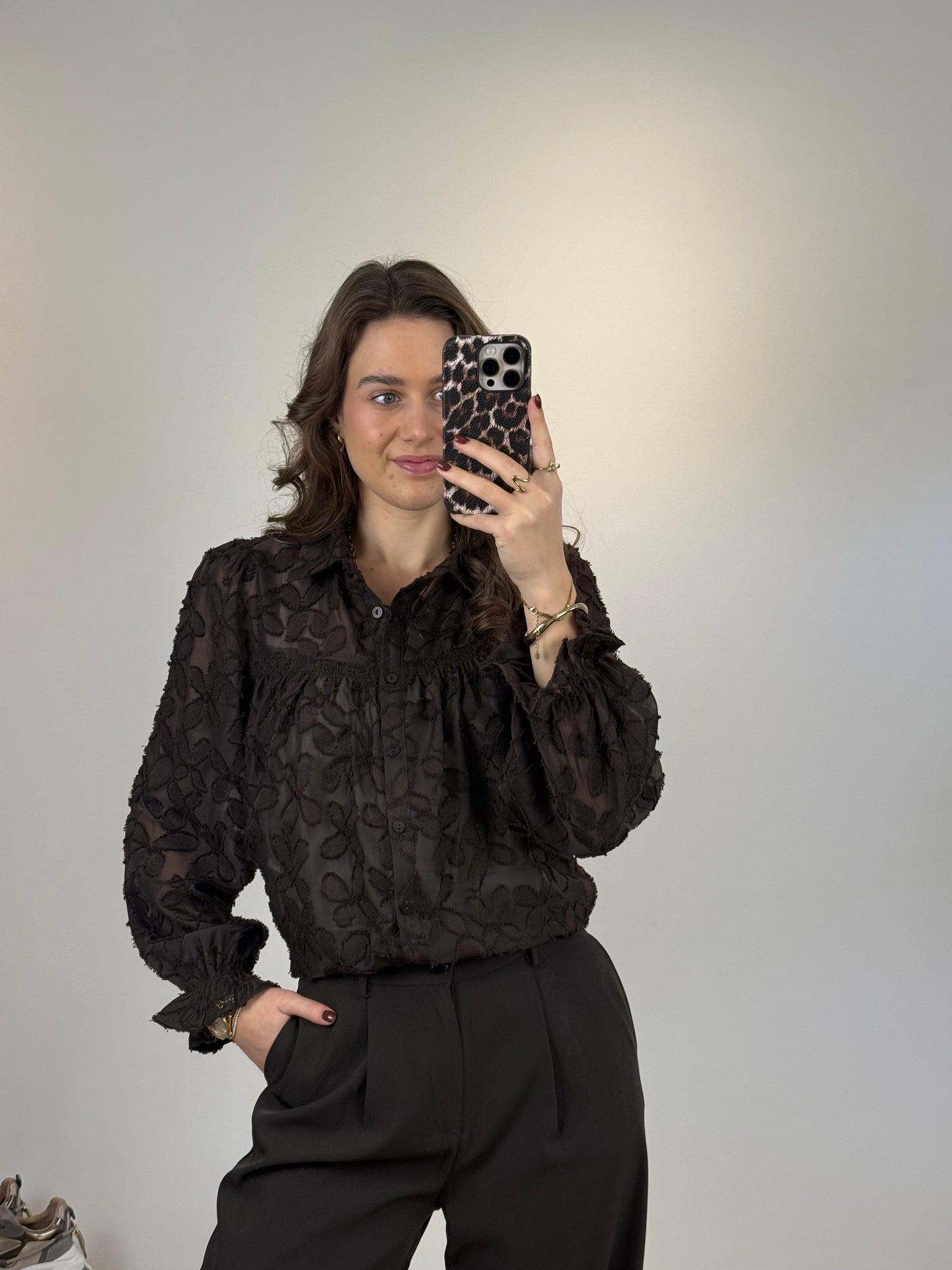 Bloemen blouse - bruin